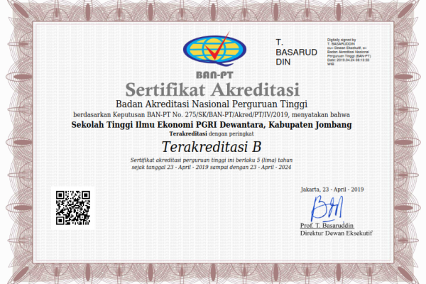 Akreditasi Institusi Periode 23 April 2019 - 23 April 2024